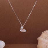 Crystal Stone Heart' Silver Pendant With Chain